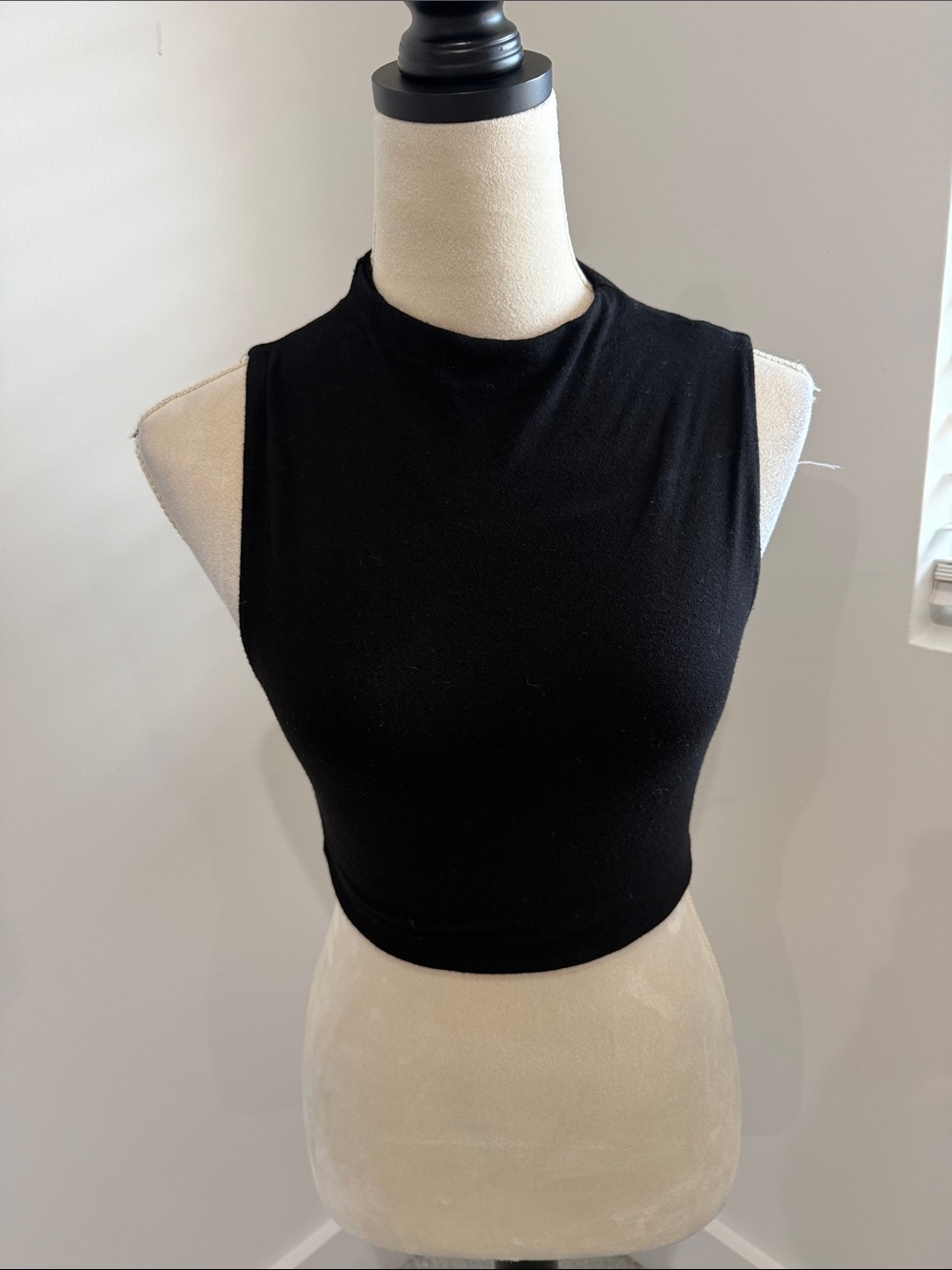 naked wardrobe Black Sleeveless Mock Neck Cropped Top